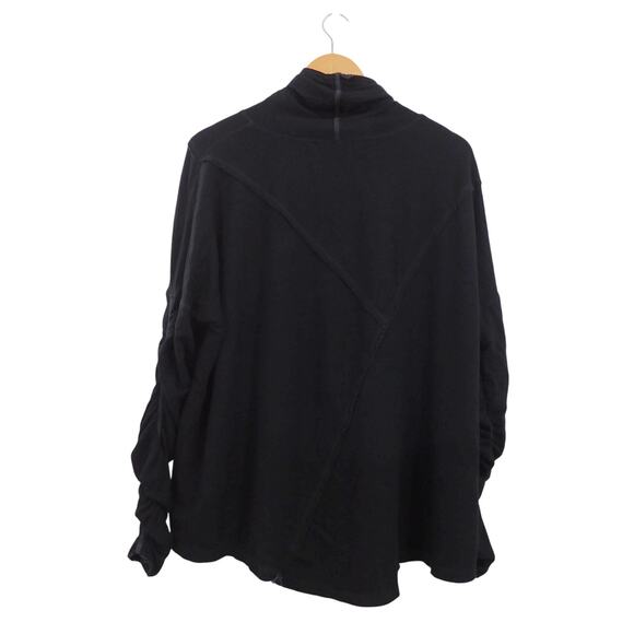 Free People Movement Black Turtle Neck Rcuhed Sleeve Oversized Sweatshirt Size S - Picture 2 of 4